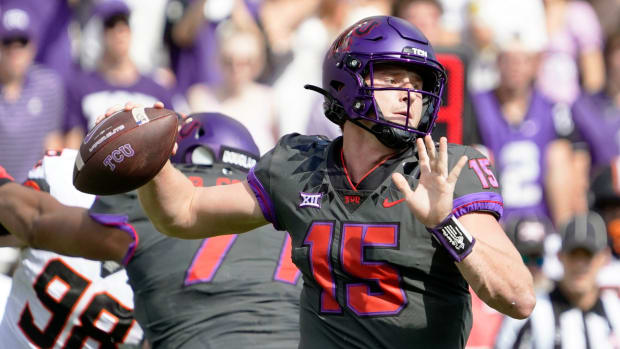 Max Duggan ranks fifth in the FBS in pass efficiency rating.